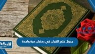 جدول ختم القران في رمضان مرة واحدة