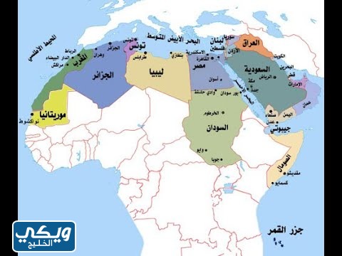 خريطة العالم العربي مع العواصم