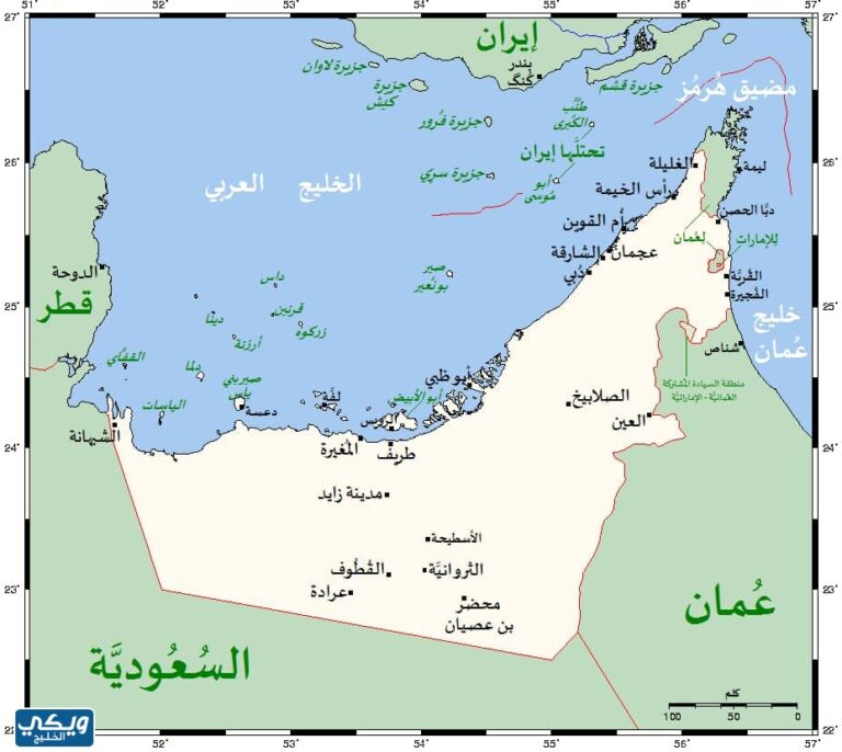 خريطة دولة الامارات العربية المتحدة بالتفصيل - ويكي الخليج