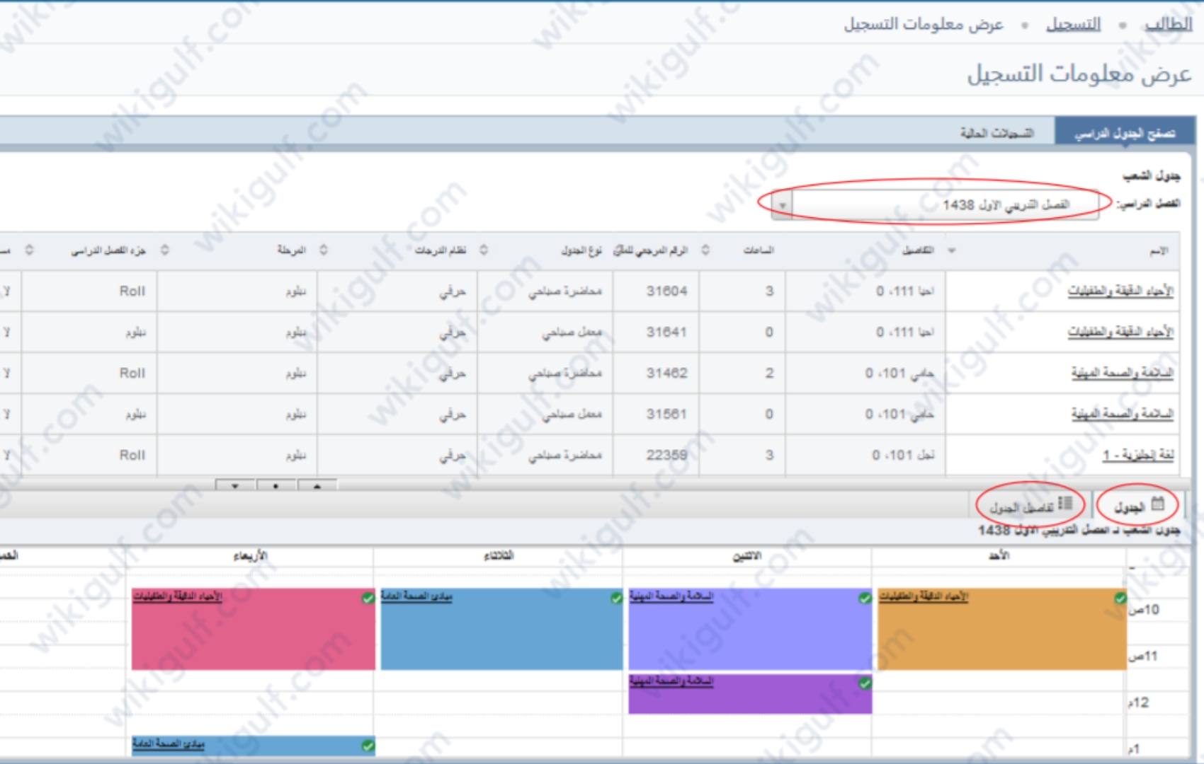 جَدول المُتدرب فِي نِظام رَايات