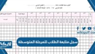 سجل متابعة الطلاب للمرحلة المتوسطة 1446 لجميع المواد