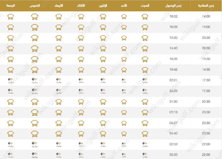 المواصلات العامة في الرياض، جدول الرحلات