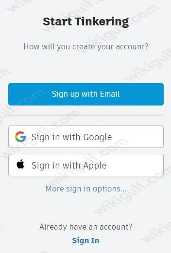 تسجيل الدخول في برنامج Tinkercad