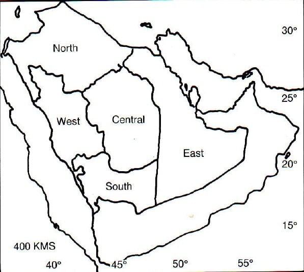 خريطة المملكة العربية السعودية للتلوين والطباعة