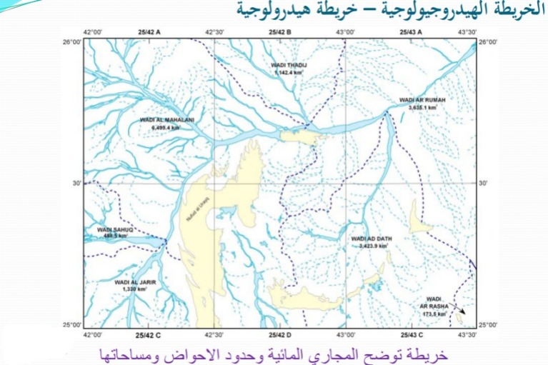 خريطة توزيع المياه الجوفية في المملكة العربية السعودية