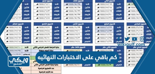 كم باقي على الاختبارات النهائية: عد تنازلي شامل