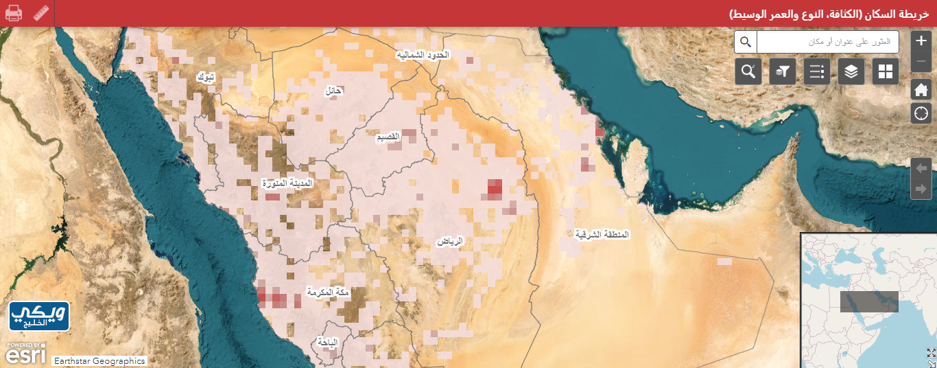 الخريطة التفاعلية لسكان منطقة جازان